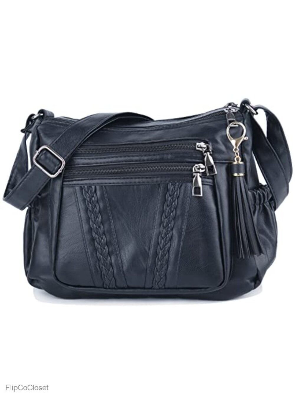 ELDA Crossbody Bag Women PU Leather Multi Pocket Shoulder Purse